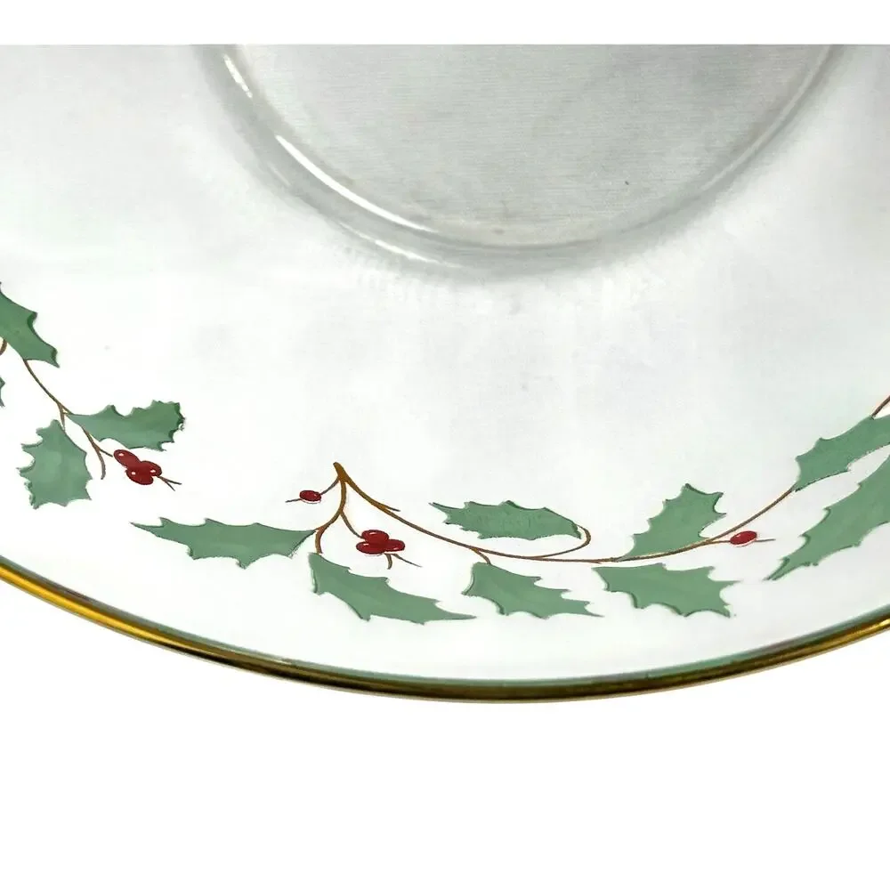 Arcoroc France Christmas Clear Holly Berries Vintage 9